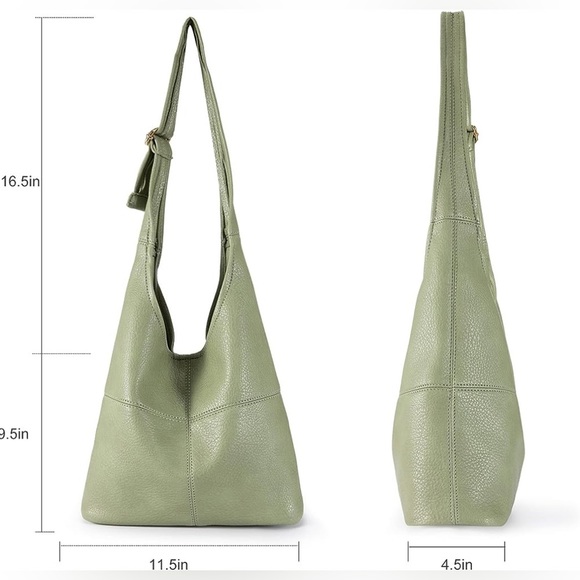 GREEN SUPER SOFT VEGAN LEATHER SHOULDER BAG AND COIN CLUTCH 2 PIECE SET - Picture 6 of 6